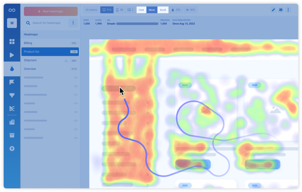 Smartlook’s movement heatmap.